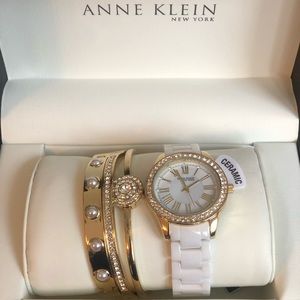 Anne Klein set - watch and three bracelets